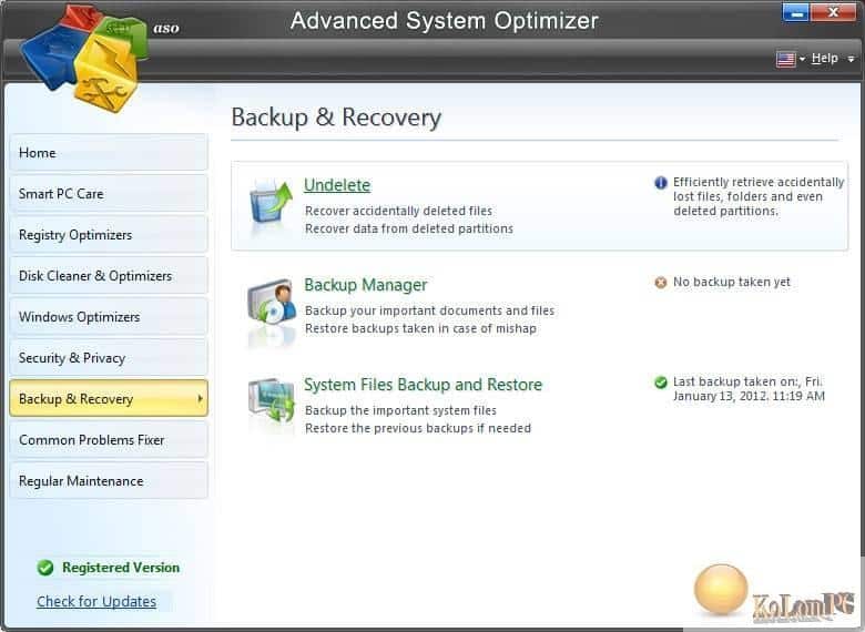 Advanced System Optimizer settings