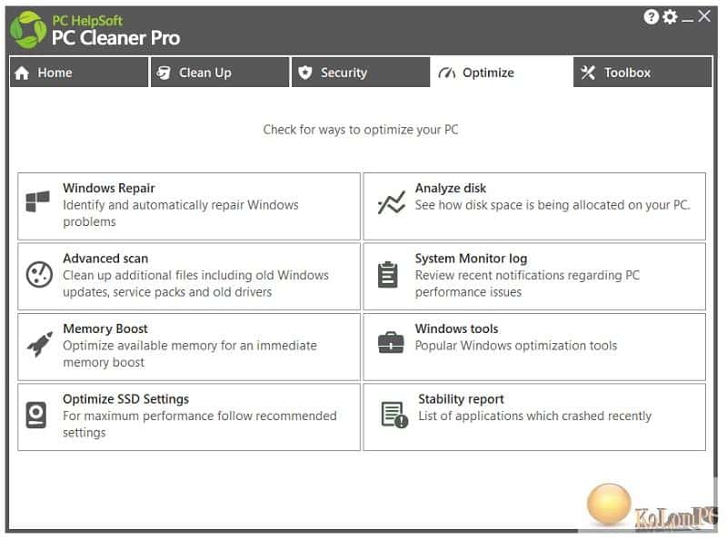 settings of PC Cleaner