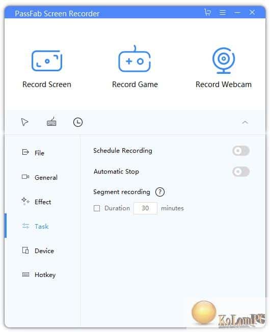 settngs in Screen Recorder
