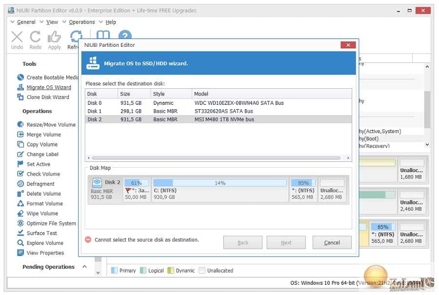 Partition Editor migrate